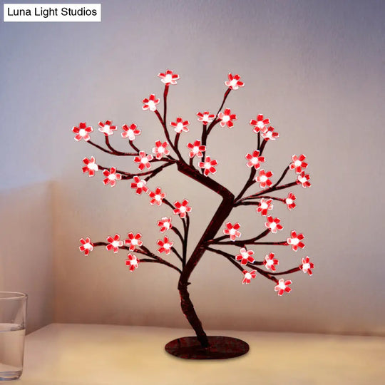 Art Deco Led Cherry Blossom Lamp: Elegant Nightstand Light For Café Clear