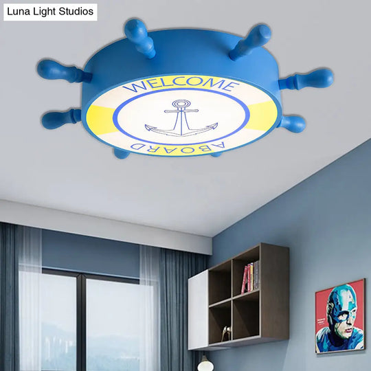 Kid Bedroom Ceiling Light: Acrylic Seaside Flush Mount In Blue