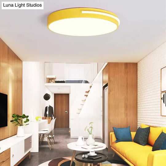 Kid Bedroom Nordic Acrylic Flush Mount Ceiling Lamp - Slim Round And Stylish
