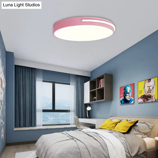 Kid Bedroom Nordic Acrylic Flush Mount Ceiling Lamp - Slim Round And Stylish