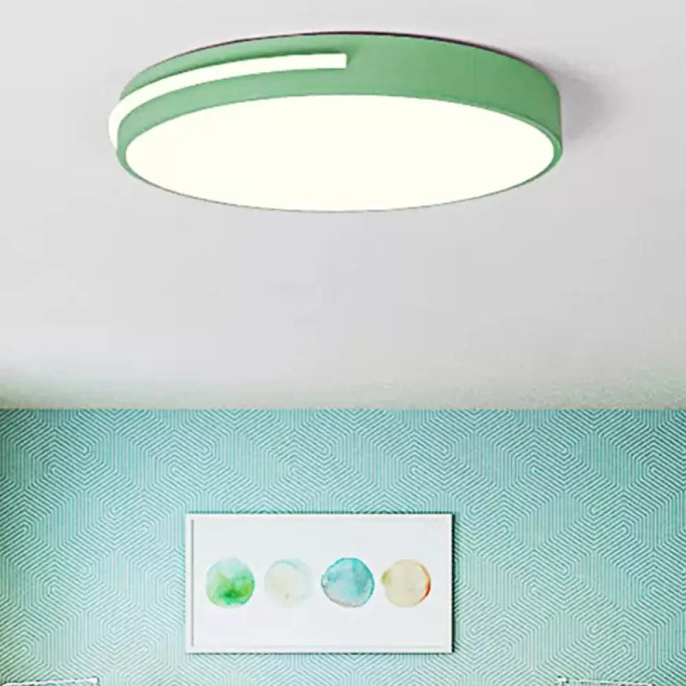 Kid Bedroom Nordic Acrylic Flush Mount Ceiling Lamp - Slim Round And Stylish Green / 12’
