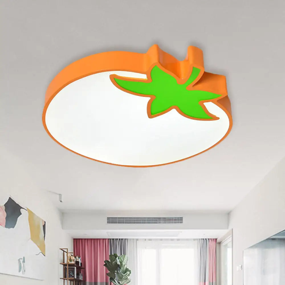Kid’s Room Cartoon Vegetable Ceiling Mount Led Flush Light In White / H