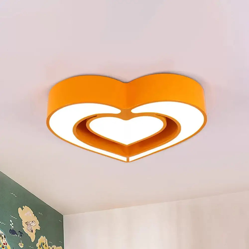 Kids’ Acrylic Dual Loving Heart Led Flush Ceiling Light - Red/Yellow/Blue Mount Lamp For Bedroom