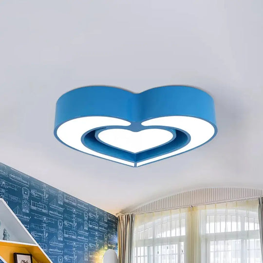 Kids’ Acrylic Dual Loving Heart Led Flush Ceiling Light - Red/Yellow/Blue Mount Lamp For Bedroom
