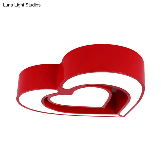 Kids’ Acrylic Dual Loving Heart Led Flush Ceiling Light - Red/Yellow/Blue Mount Lamp For Bedroom