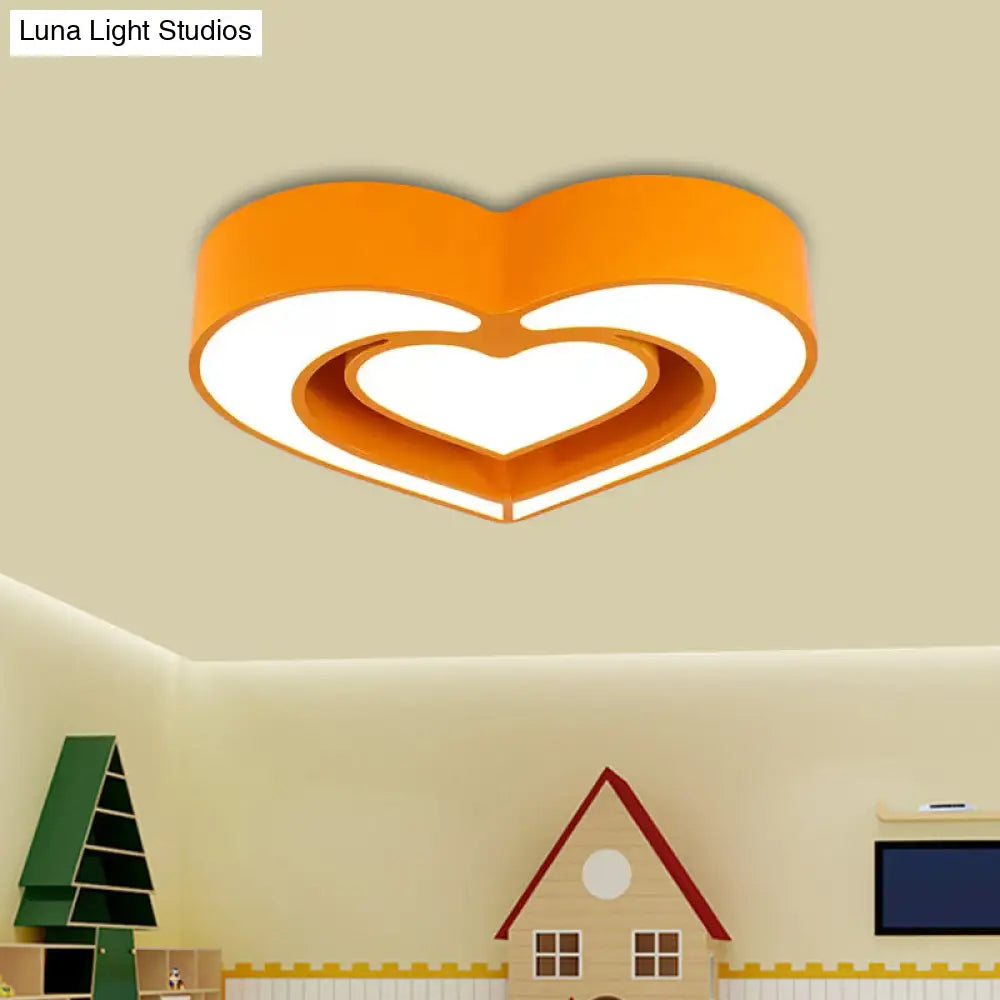 Kids’ Acrylic Dual Loving Heart Led Flush Ceiling Light - Red/Yellow/Blue Mount Lamp For Bedroom