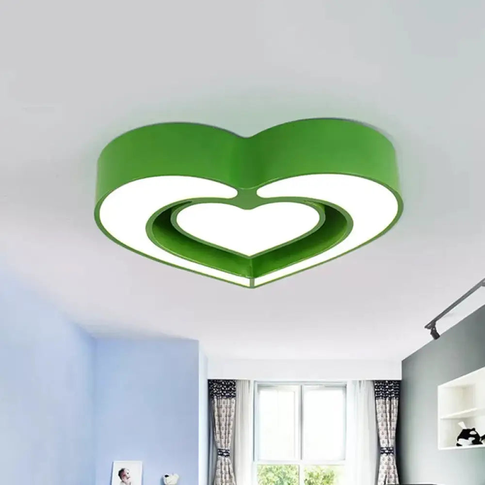 Kids’ Acrylic Dual Loving Heart Led Flush Ceiling Light - Red/Yellow/Blue Mount Lamp For Bedroom