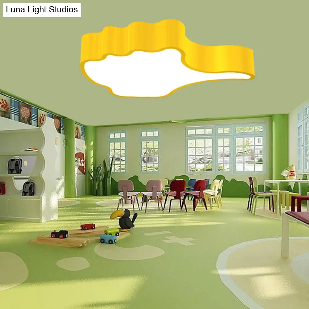 Kids Acrylic Led Flush Light Fixture: Gesture Classroom Ceiling Mount In Red/Pink/Green Yellow