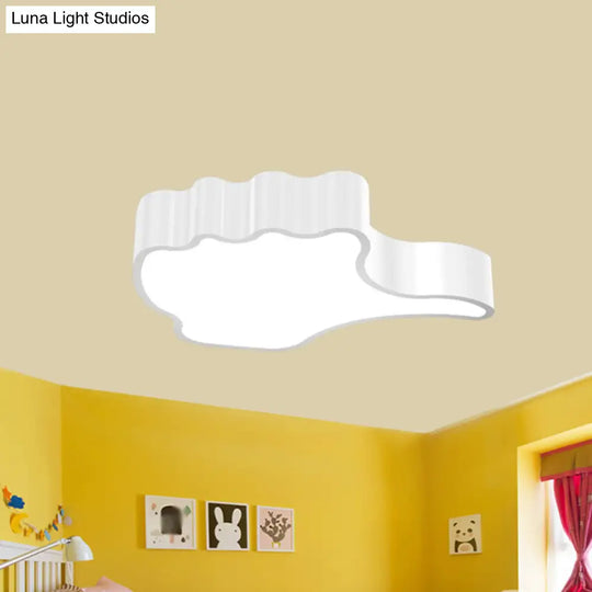 Kids Acrylic Led Flush Light Fixture: Gesture Classroom Ceiling Mount In Red/Pink/Green White