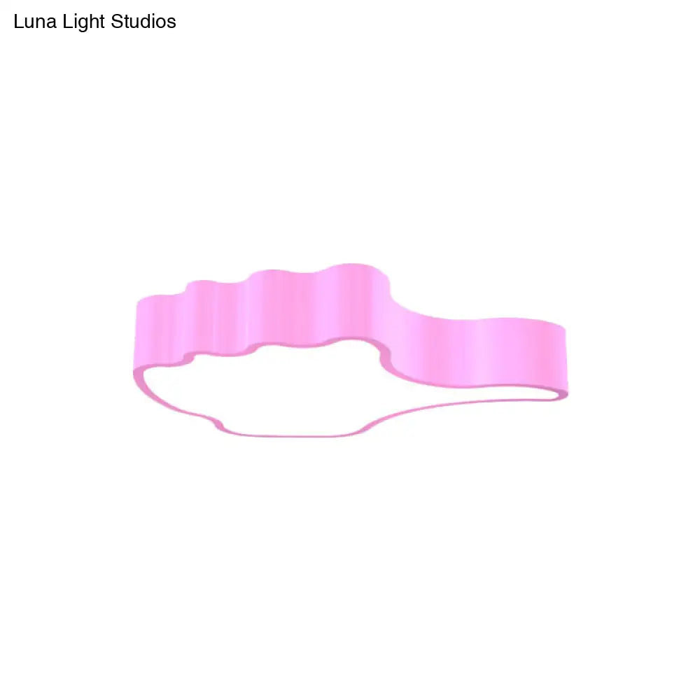 Kids Acrylic Led Flush Light Fixture: Gesture Classroom Ceiling Mount In Red/Pink/Green