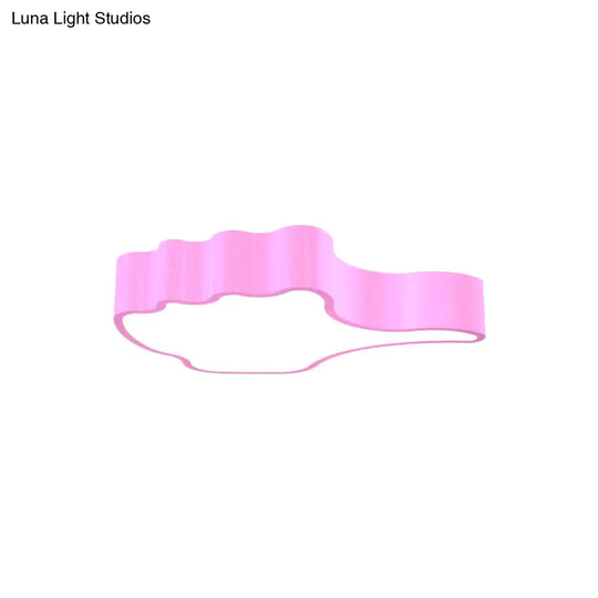 Kids’ Acrylic Led Flush Light Fixture: Gesture Classroom Ceiling Mount In Red/Pink/Green