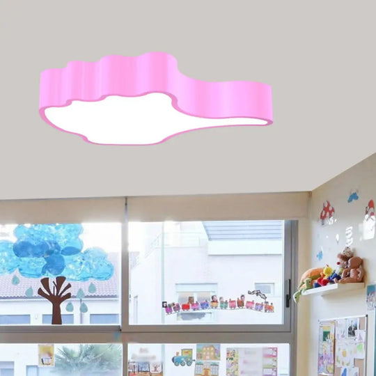 Kids’ Acrylic Led Flush Light Fixture: Gesture Classroom Ceiling Mount In Red/Pink/Green Pink