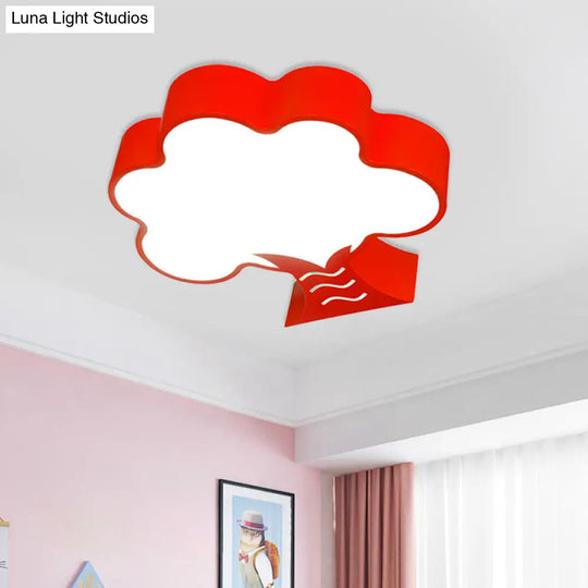 Kids’ Acrylic Led Flush Light For Nursery - Tree Flushmount Ceiling Fixture In Yellow/Red/Blue