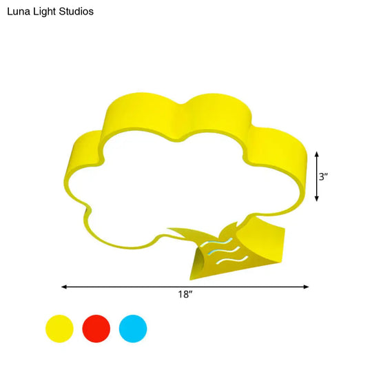 Kids Acrylic Led Flush Light For Nursery - Tree Flushmount Ceiling Fixture In Yellow/Red/Blue