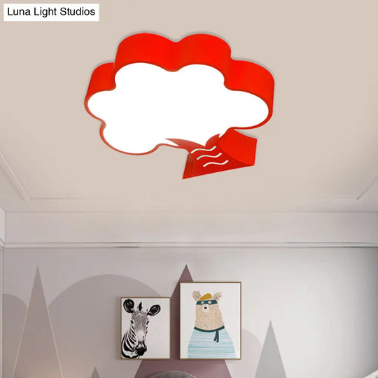 Kids Acrylic Led Flush Light For Nursery - Tree Flushmount Ceiling Fixture In Yellow/Red/Blue