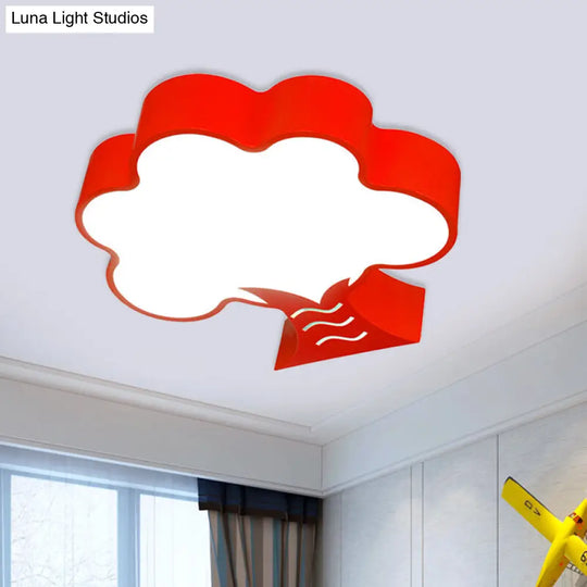Kids Acrylic Led Flush Light For Nursery - Tree Flushmount Ceiling Fixture In Yellow/Red/Blue Red