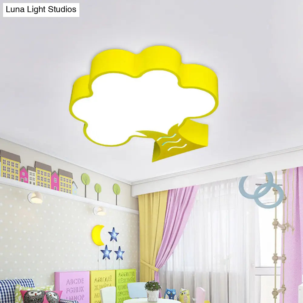 Kids’ Acrylic Led Flush Light For Nursery - Tree Flushmount Ceiling Fixture In Yellow/Red/Blue