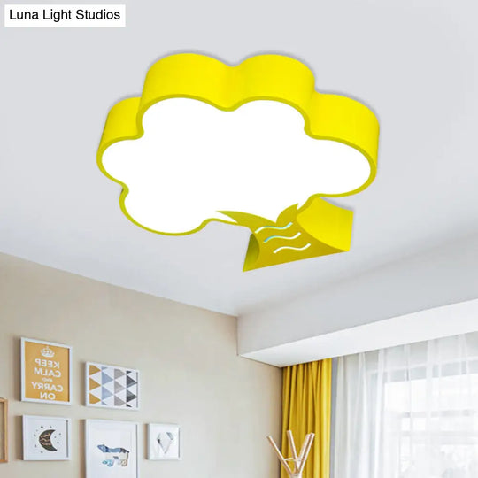 Kids Acrylic Led Flush Light For Nursery - Tree Flushmount Ceiling Fixture In Yellow/Red/Blue Yellow