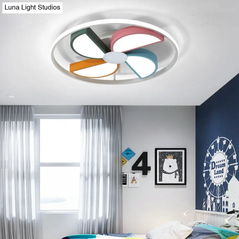 Kids Acrylic Led Windmill Flush Mount Ceiling Lamp - 16.5’/20.5’ W White Finish Bedroom