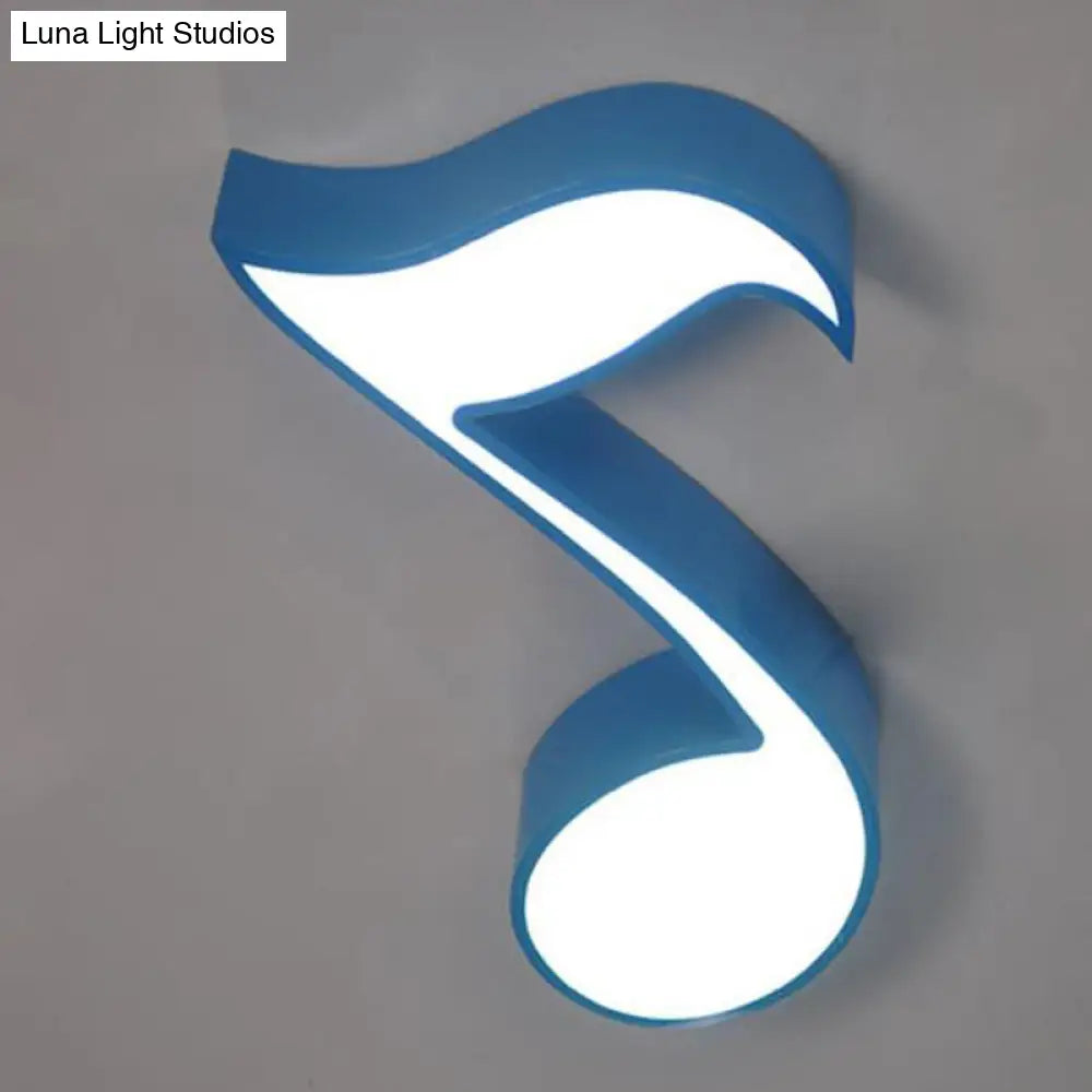Kids Acrylic Musical Note Led Ceiling Light - Perfect For Kindergarten Blue / White