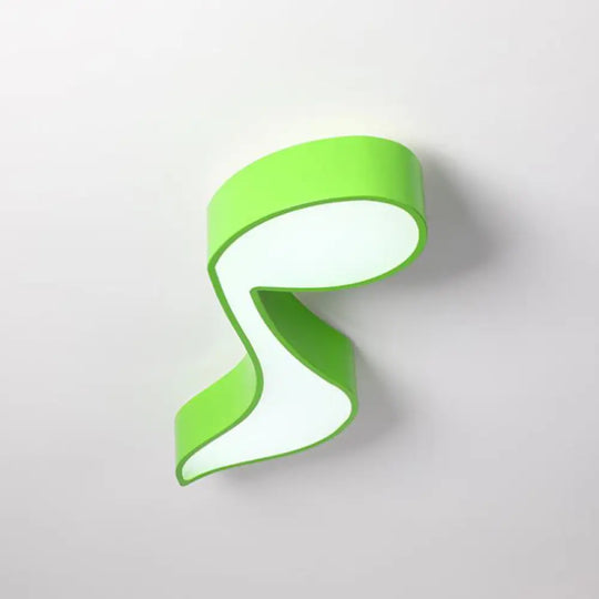 Kids Acrylic Musical Note Led Ceiling Light - Perfect For Kindergarten Green / White