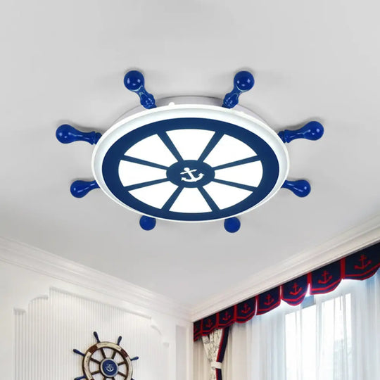 Kids Acrylic Rudder Ceiling Light 21.5’/25.5’ Wide Led Blue Flush Mount - Warm/White Lighting /