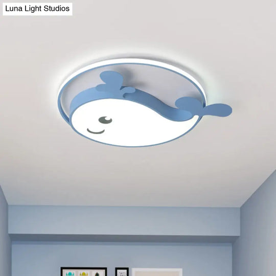 Kids Acrylic Whale Flush Mount Ceiling Light For Bedroom