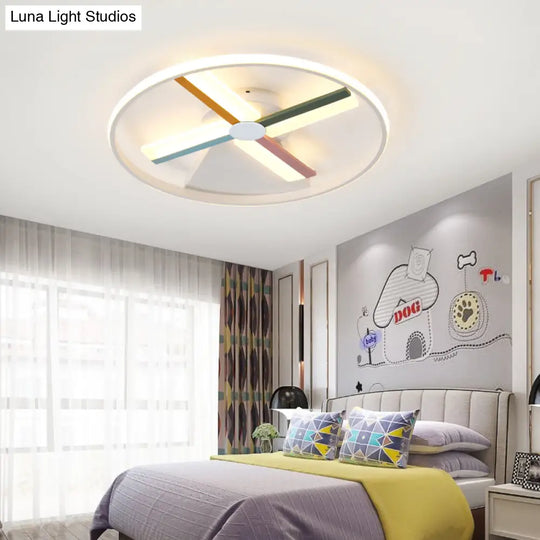 Kids Acrylic Windmill Ceiling Light - 16.5’/20.5’ W Led White Finish Flush Mount Warm/White