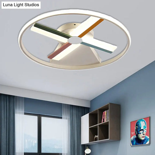 Kids Acrylic Windmill Ceiling Light - 16.5’/20.5’ W Led White Finish Flush Mount Warm/White