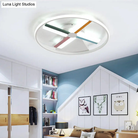 Kids Acrylic Windmill Ceiling Light - 16.5/20.5 W Led White Finish Flush Mount Warm/White