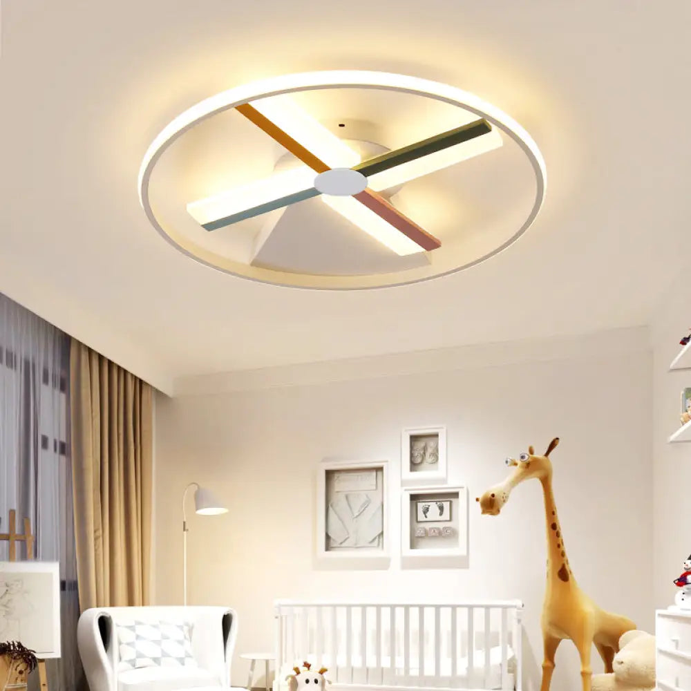 Kids Acrylic Windmill Ceiling Light - 16.5’/20.5’ W Led White Finish Flush Mount Warm/White