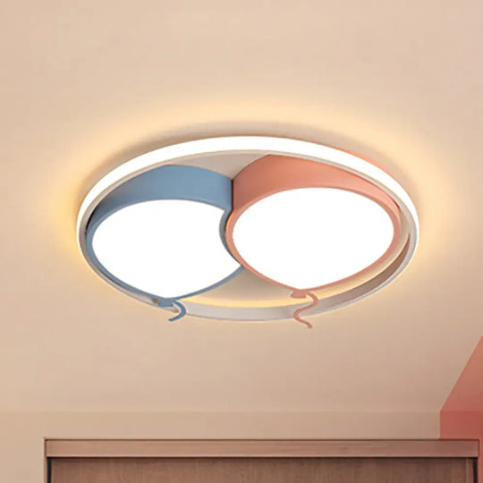 Kids Balloon Ceiling Mount Light - Acrylic Led Lamp For Nursing Room Pink / White