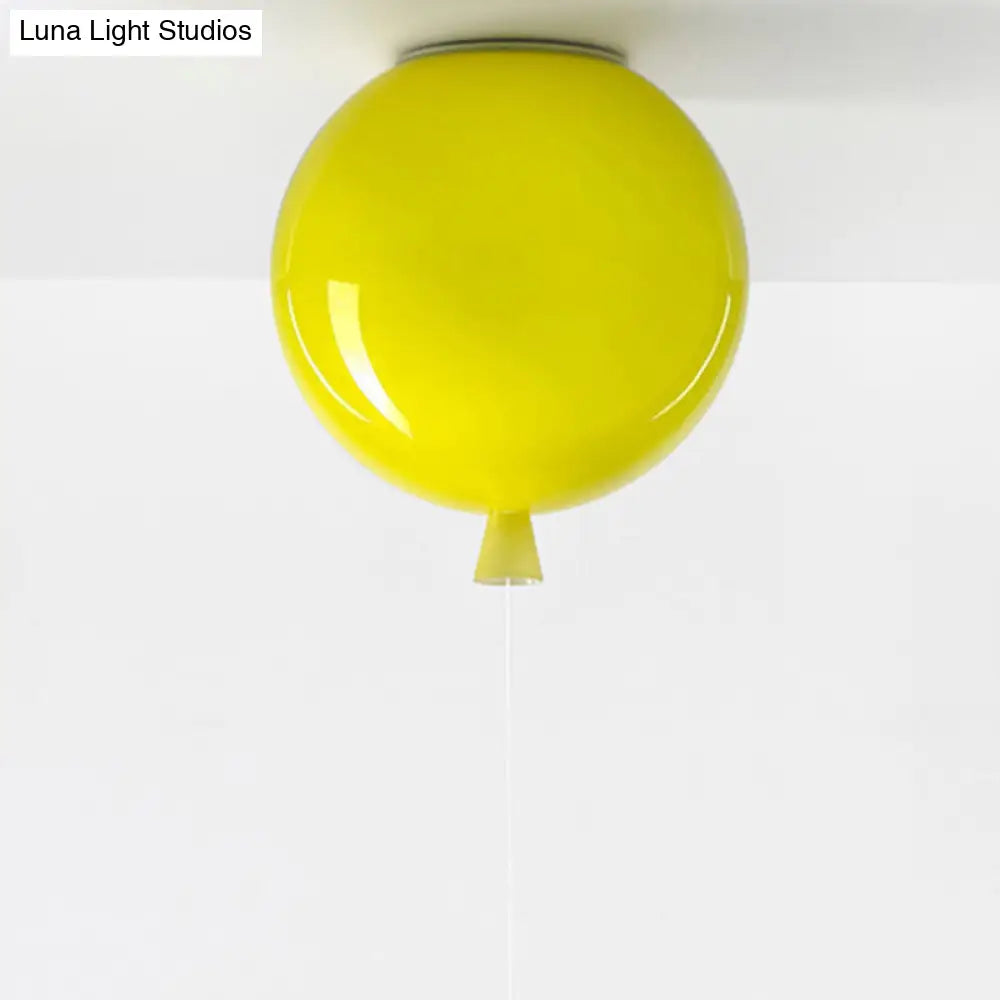 Kids Balloon Plastic Ceiling Light With Semi Mount And 1-Light Fixture Yellow
