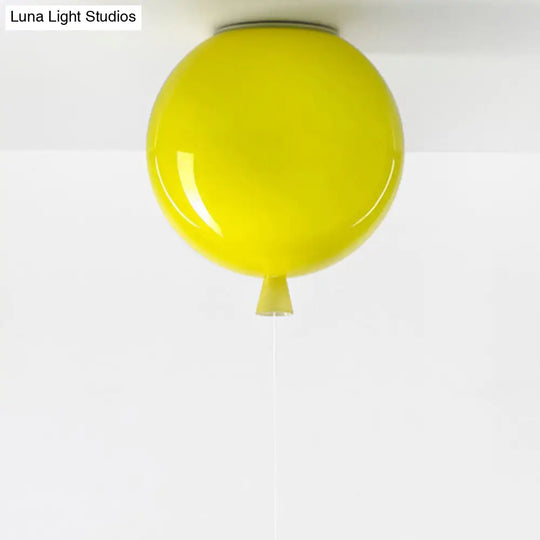 Kids Balloon Plastic Ceiling Light With Semi Mount And 1-Light Fixture Yellow