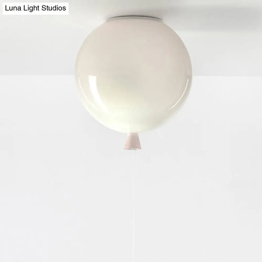 Kids Balloon Plastic Ceiling Light With Semi Mount And 1-Light Fixture White