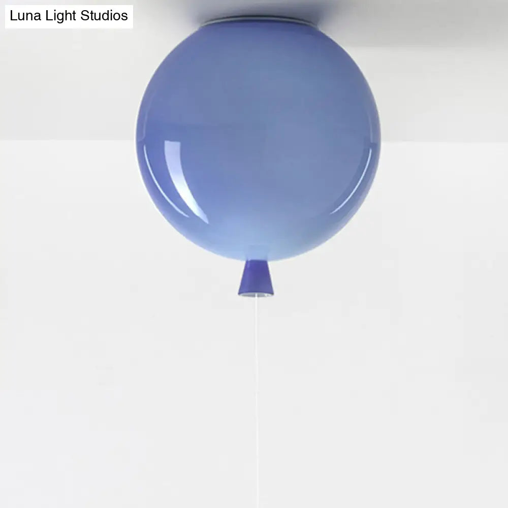 Kids Balloon Plastic Ceiling Light With Semi Mount And 1-Light Fixture Blue