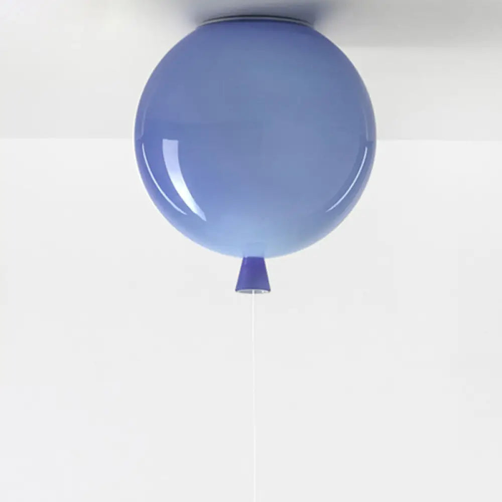 Kids Balloon Plastic Ceiling Light With Semi Mount And 1 - Light Fixture Blue