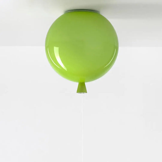 Kids Balloon Plastic Ceiling Light With Semi Mount And 1 - Light Fixture Green