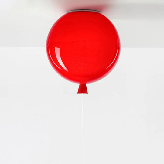 Kids Balloon Plastic Ceiling Light With Semi Mount And 1 - Light Fixture Red