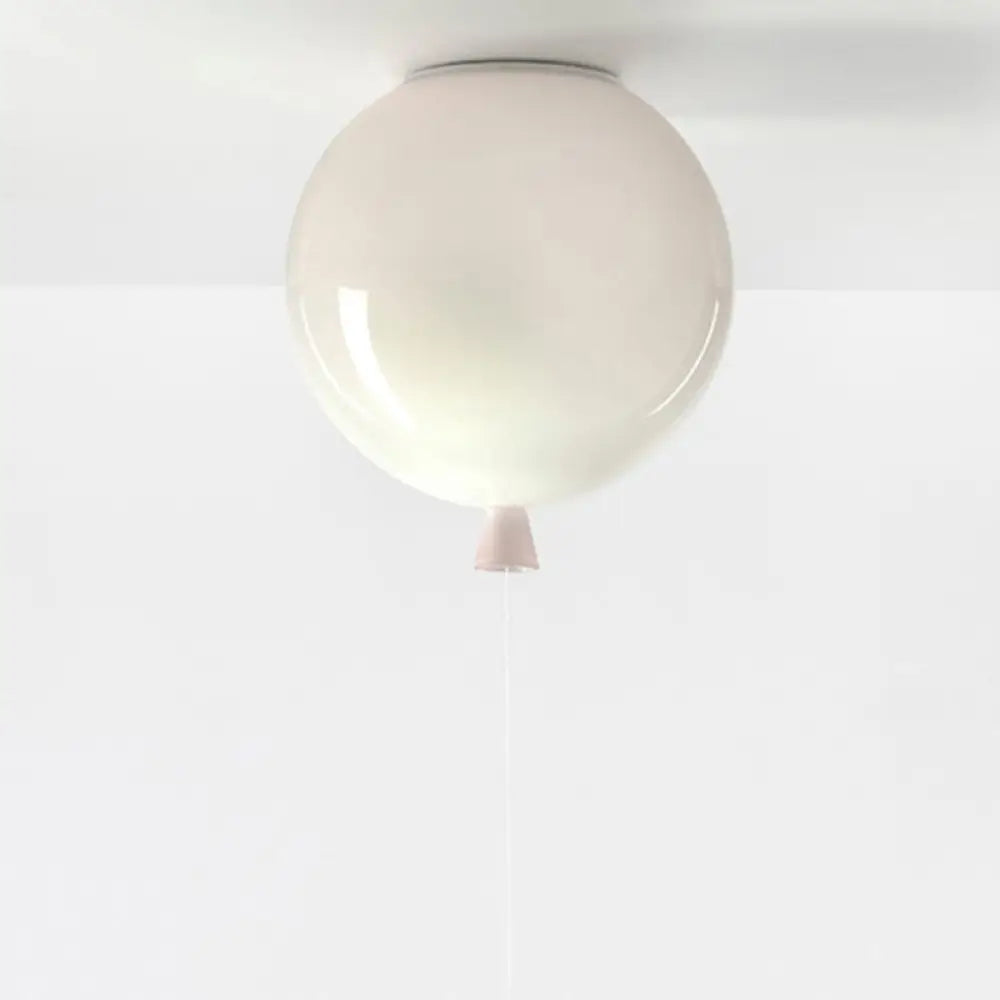 Kids Balloon Plastic Ceiling Light With Semi Mount And 1 - Light Fixture White