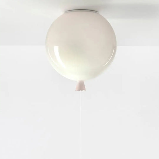 Kids Balloon Plastic Ceiling Light With Semi Mount And 1 - Light Fixture White