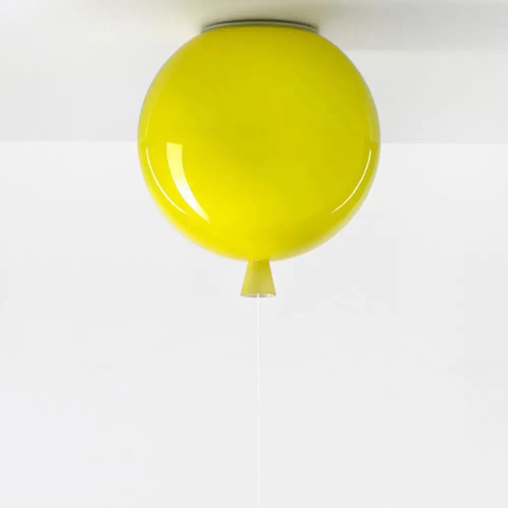Kids Balloon Plastic Ceiling Light With Semi Mount And 1 - Light Fixture Yellow