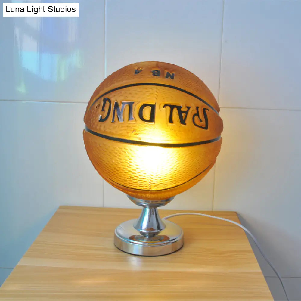 Kids Basketball Desk Light: Sporty Style Table Lamp For Bedroom With Plug-In Cord