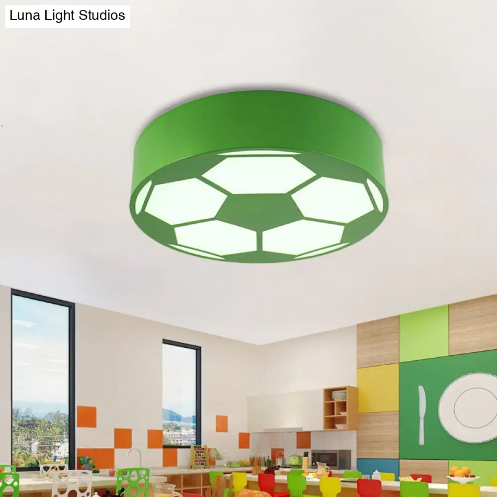 Kid’s Bedroom Acrylic Flat Football Ceiling Mount Light - Sports Theme Lamp