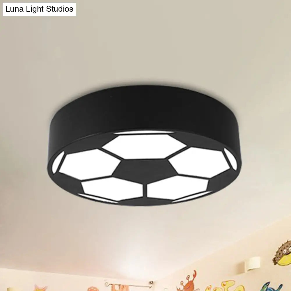 Kids Bedroom Acrylic Flat Football Ceiling Mount Light - Sports Theme Lamp