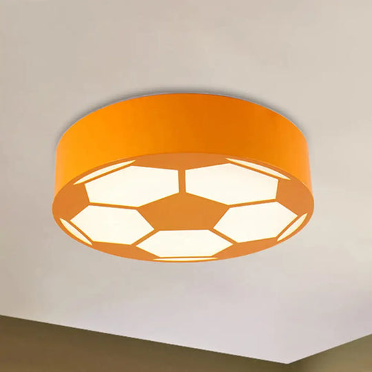 Kid’s Bedroom Acrylic Flat Football Ceiling Mount Light - Sports Theme Lamp Yellow / 18’ White