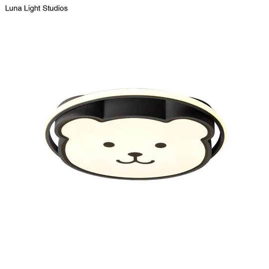 Kids Bedroom Bear Cartoon Acrylic Led Gray/Black Ceiling Fixture Flush Mount Lighting