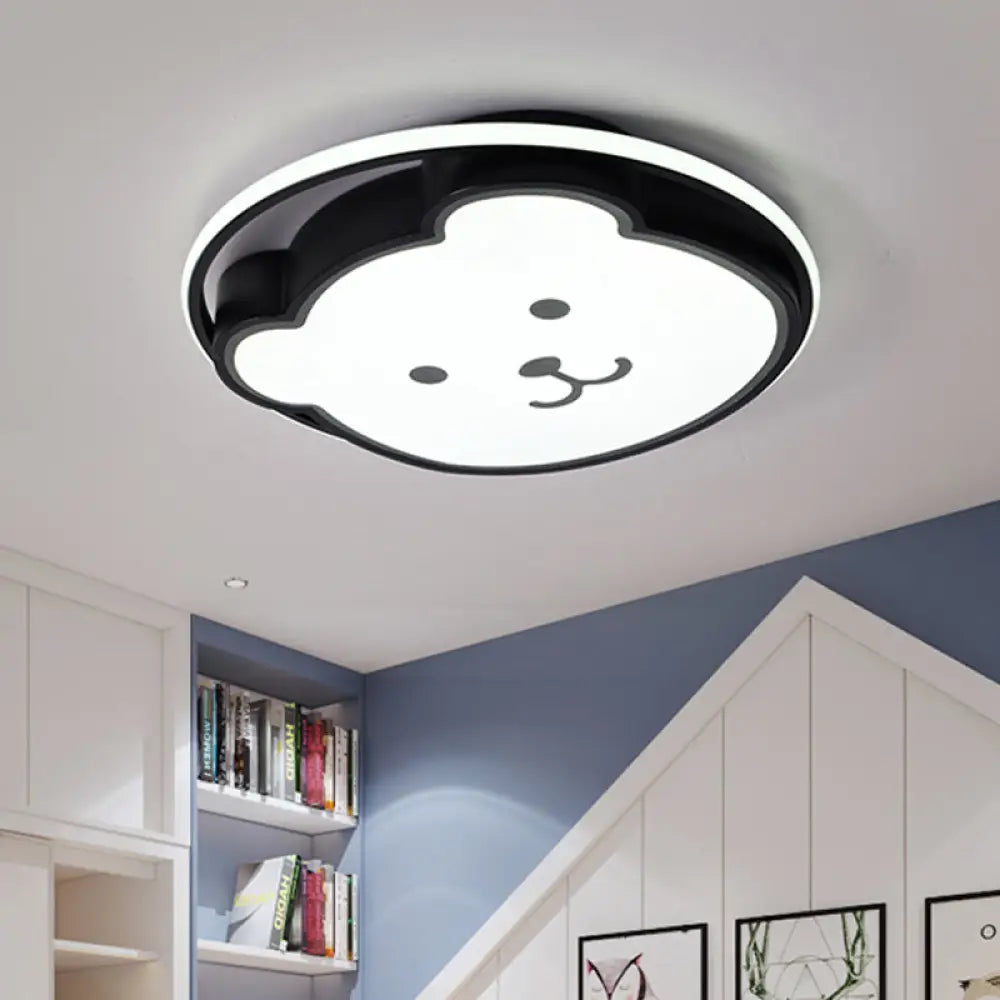 Kids Bedroom Bear Cartoon Acrylic Led Gray/Black Ceiling Fixture – Flush Mount Lighting Black