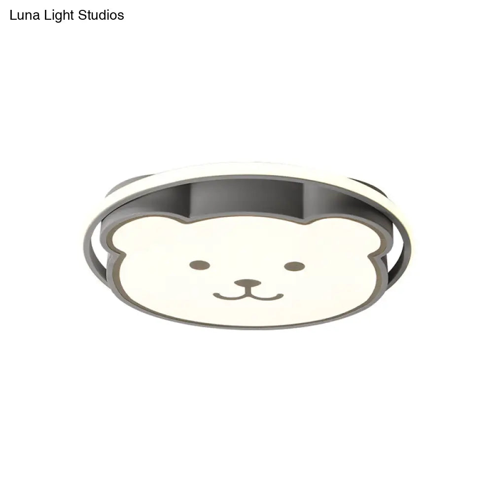 Kids Bedroom Bear Cartoon Acrylic Led Gray/Black Ceiling Fixture – Flush Mount Lighting