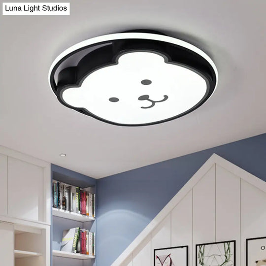 Kids Bedroom Bear Cartoon Acrylic Led Gray/Black Ceiling Fixture Flush Mount Lighting Black